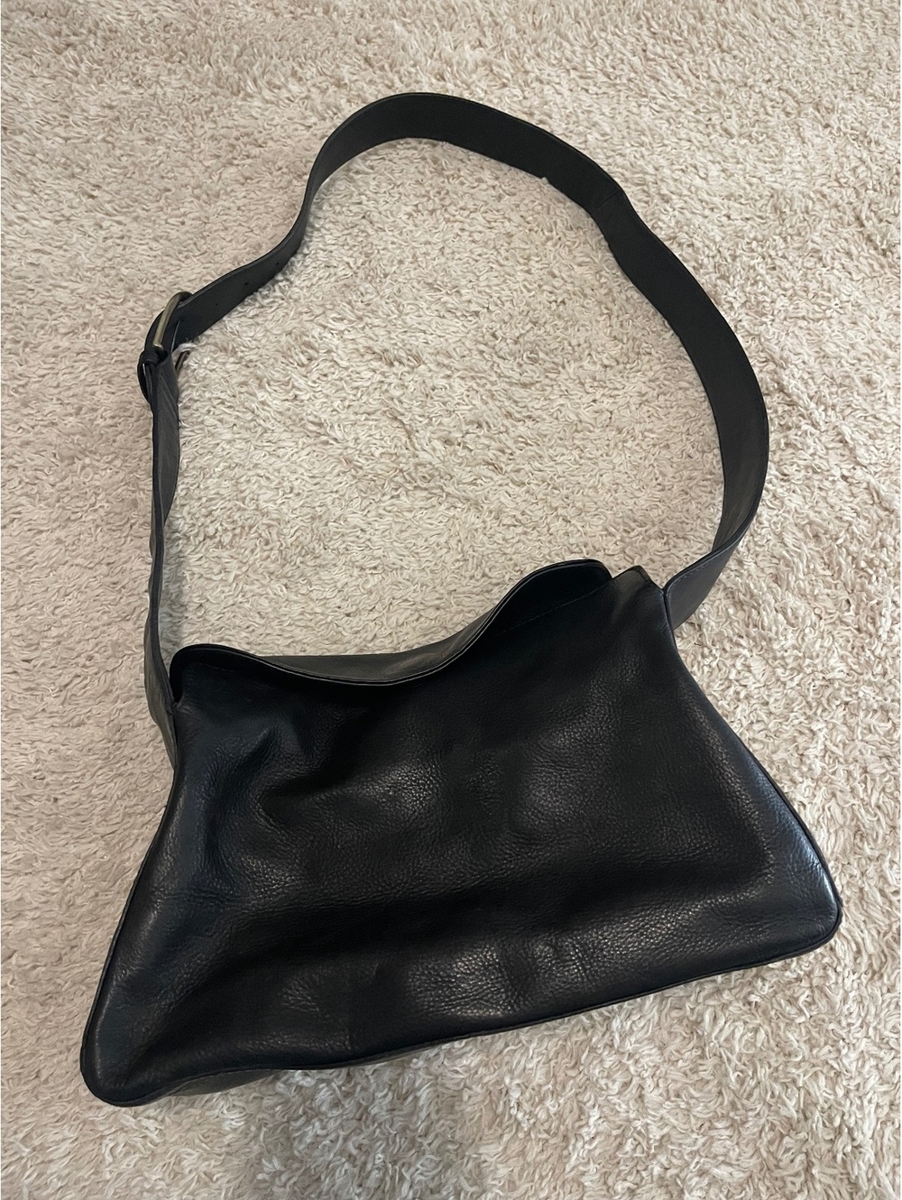 Black Genuine Leather Adjustable Shoulder Bag